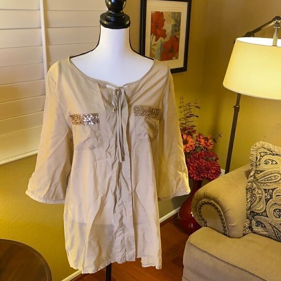 Saga, Khaki Blouse/Tunic, Sz 3X - Picture 1 of 9
